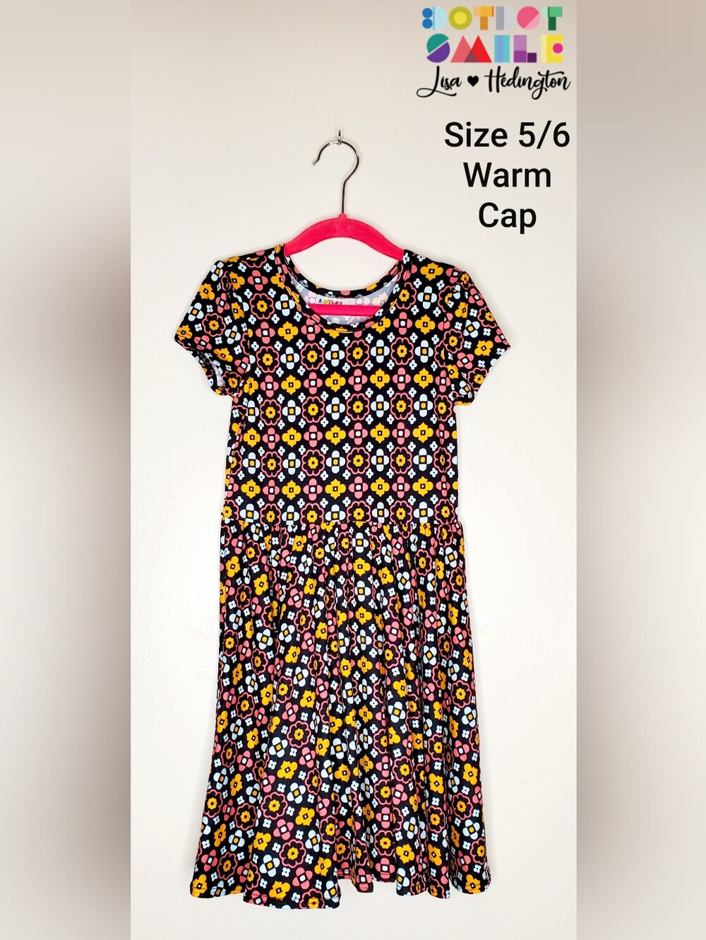 NWT Dot Dot Smile Black Floral Print Cap Sleeve Twirling Dress Size 5/6